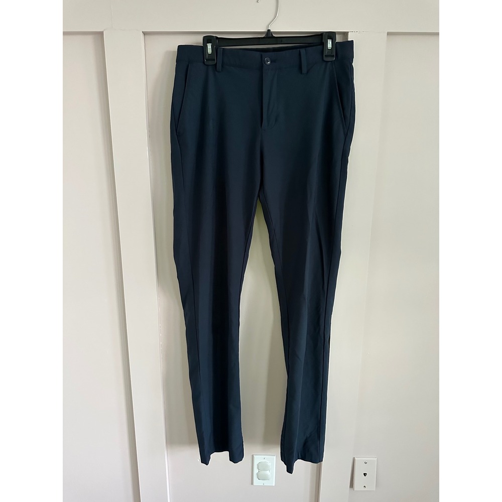Greg Norman Mens 32x34 Navy Blue‎ Performance Stretch Golf Pants Shark Logo